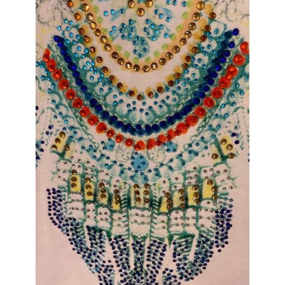 Boston Proper Women’s XS Top Gorgeous White and Turquoise Beaded NWTs - Picture 4 of 8